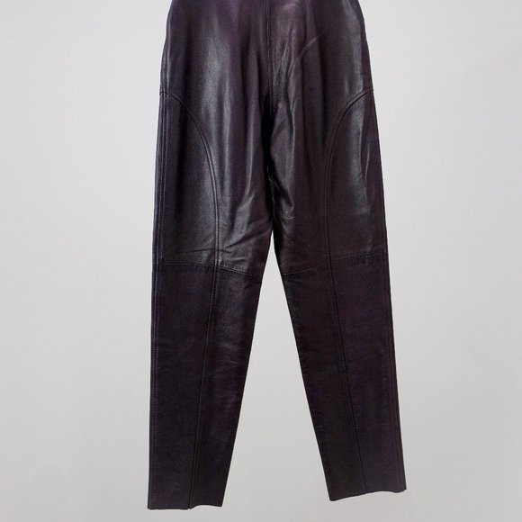 90s Gucci Aubergine Leather Pants - Picture 2 of 12